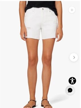 Joe’s Jeans Sloane White Distressed Denim Shorts 24 NWT Raw Hem Stretch Summer